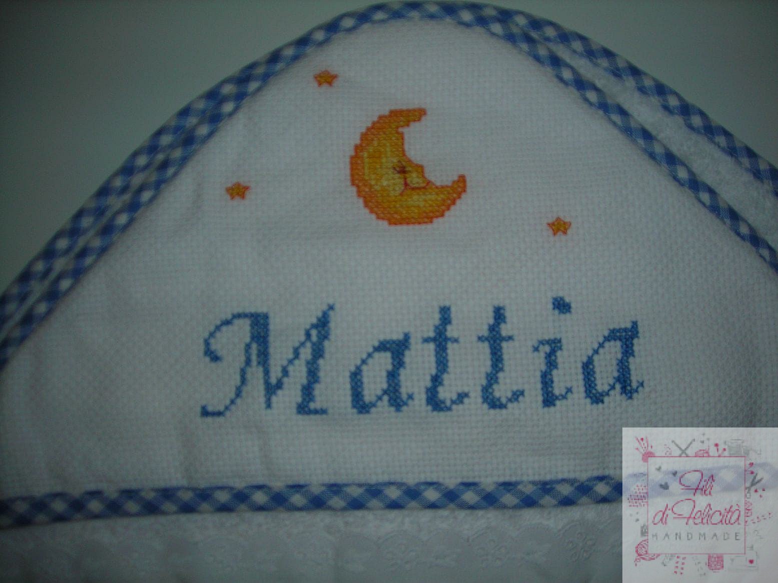Accappatoio baby con luna - Asciugamani a punto croce