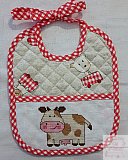 Bavaglino rosso con mucca - Bavaglini punto croce