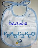Francesco con ciuccio - Bavaglini punto croce